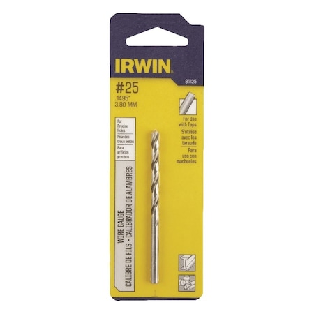 Irwin Irwin No 25 X 3 in. L High Speed Steel Wire Gauge Bit Straight Shank 1 pc 81125